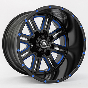 American Offroad A106 Gloss Black W/ Blue Milled Spokes