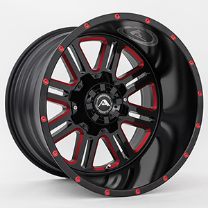 American Offroad A106 Gloss Black W/ Red Milled Spokes