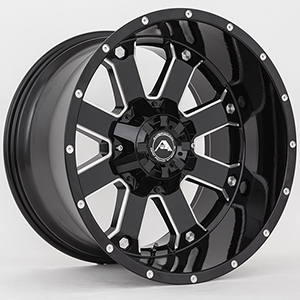 American Offroad A108 Gloss Black W/ Milled Spokes