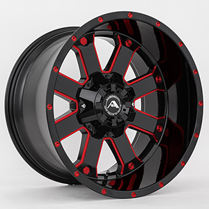 American Offroad A108 Gloss Black W/ Red Milled Spokes