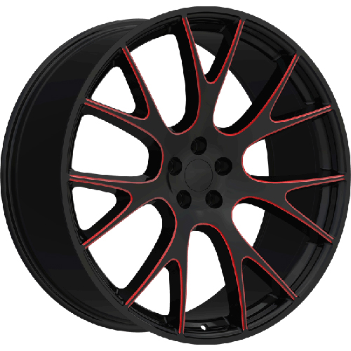 Replica Wheels REP218 Gloss Black W/ Red Milled Accents